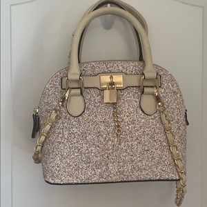 Mini silver sequin satchel purse